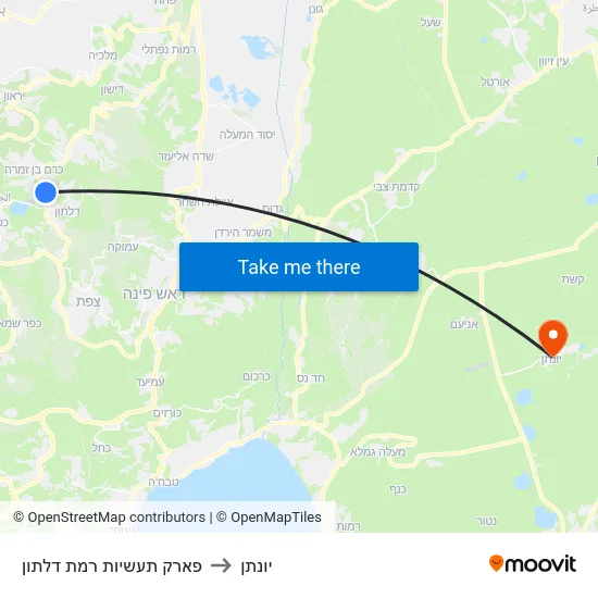 פארק תעשיות רמת דלתון to יונתן map