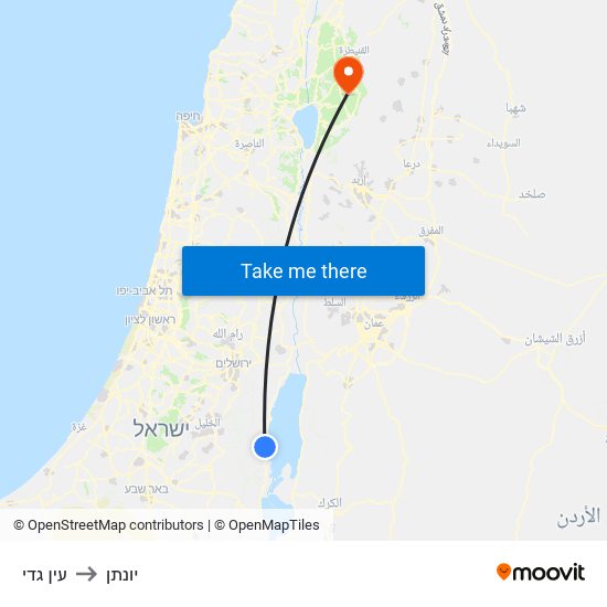 עין גדי to יונתן map