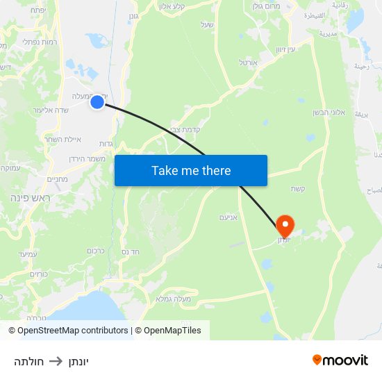 חולתה to יונתן map