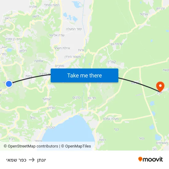 כפר שמאי to יונתן map