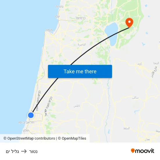 גליל ים to נטור map