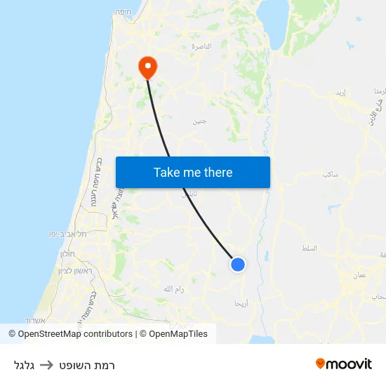 גלגל to רמת השופט map
