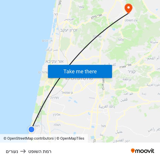 נעורים to רמת השופט map