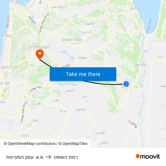 מ.א. עמק המעיינות to רמת השופט map