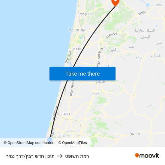 תיכון חדש רבין/דרך נמיר to רמת השופט map