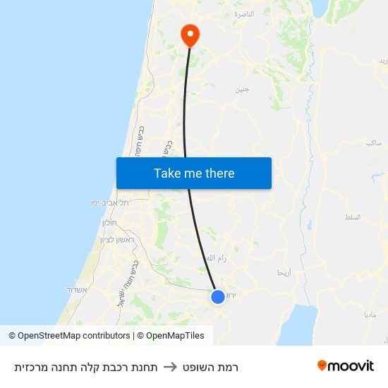 תחנת רכבת קלה תחנה מרכזית to רמת השופט map