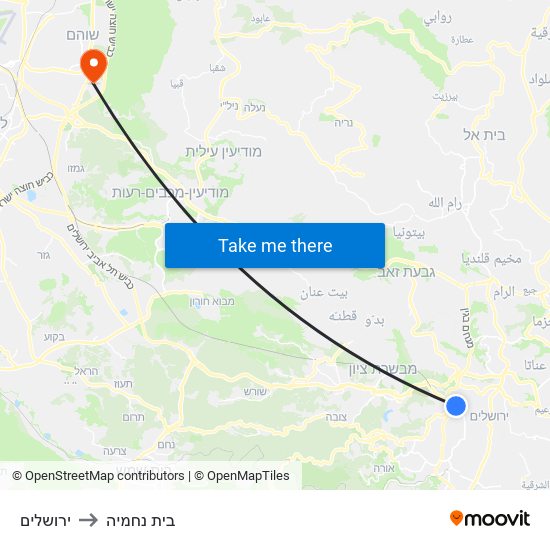 ירושלים to בית נחמיה map