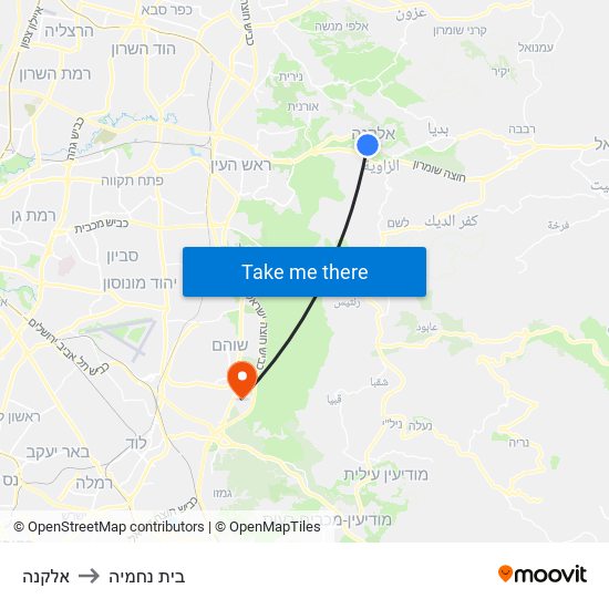 אלקנה to בית נחמיה map