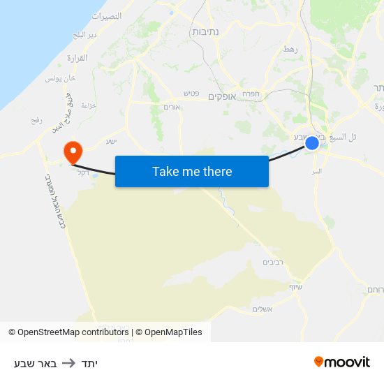 באר שבע to יתד map