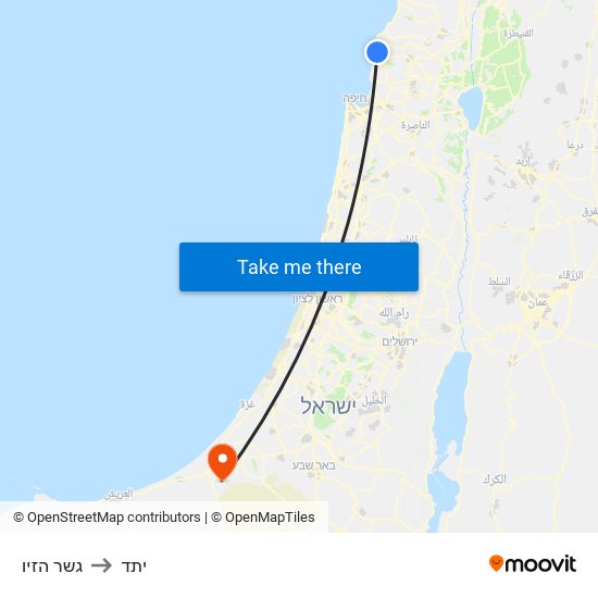 גשר הזיו to יתד map