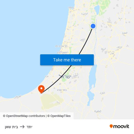 בית שאן to יתד map