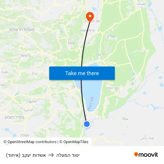 אשדות יעקב (איחוד) to יסוד המעלה map