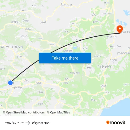 דייר אל-אסד to יסוד המעלה map