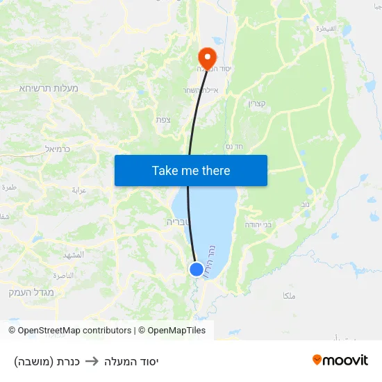 כנרת (מושבה) to יסוד המעלה map