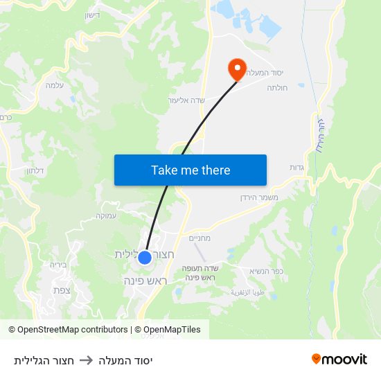 חצור הגלילית to יסוד המעלה map