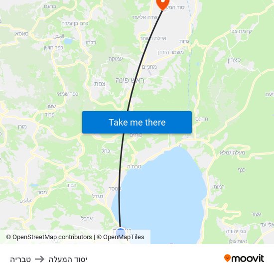 טבריה to יסוד המעלה map