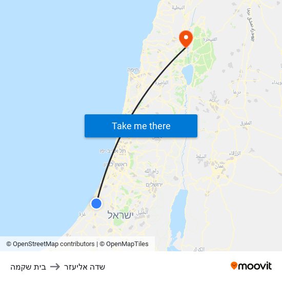 בית שקמה to שדה אליעזר map