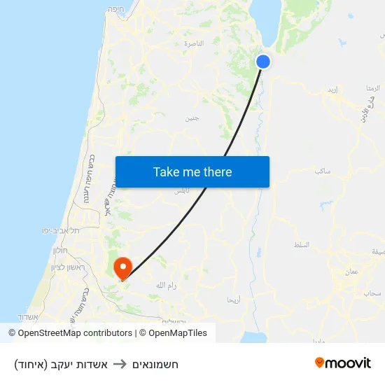 אשדות יעקב (איחוד) to חשמונאים map