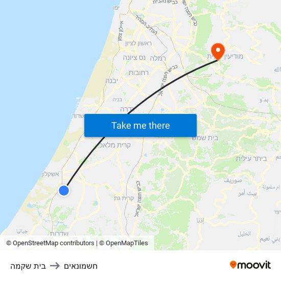 בית שקמה to חשמונאים map