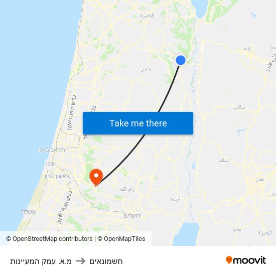 מ.א. עמק המעיינות to חשמונאים map