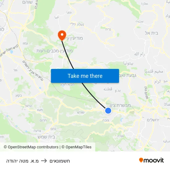 מ.א. מטה יהודה to חשמונאים map