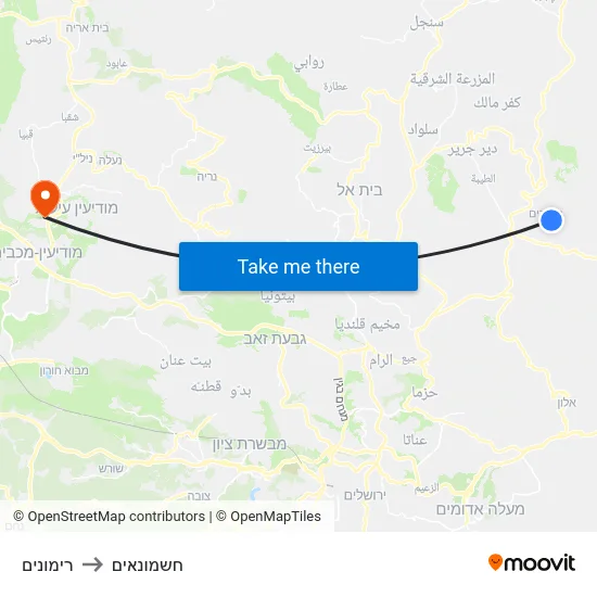 רימונים to חשמונאים map