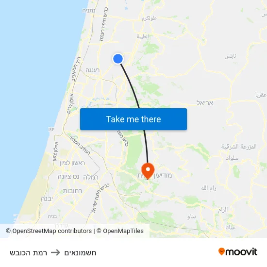 רמת הכובש to חשמונאים map