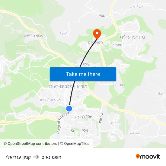 קניון עזריאלי to חשמונאים map