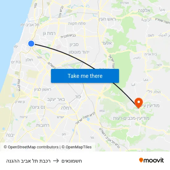 רכבת תל אביב ההגנה to חשמונאים map