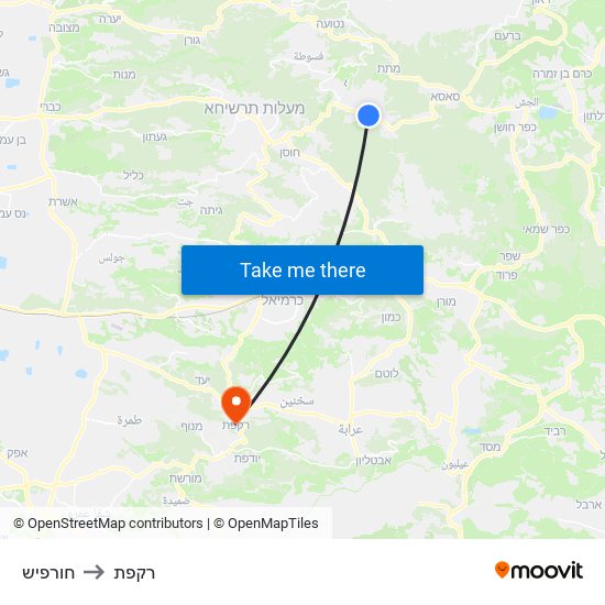 חורפיש to רקפת map