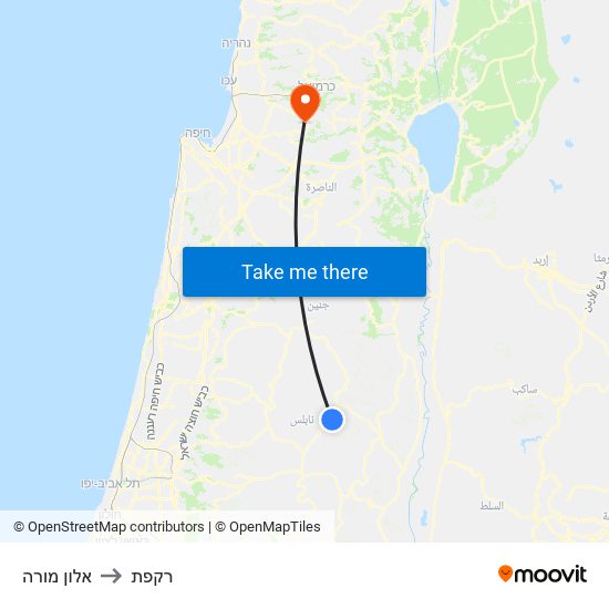 אלון מורה to רקפת map