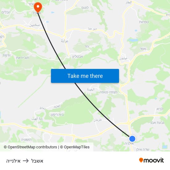 אילנייה to אשבל map