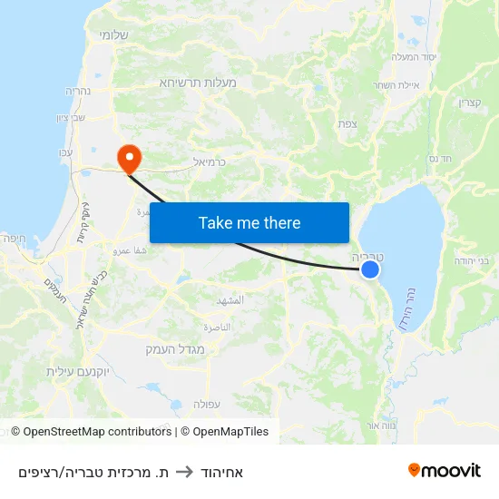 ת. מרכזית טבריה/רציפים to אחיהוד map