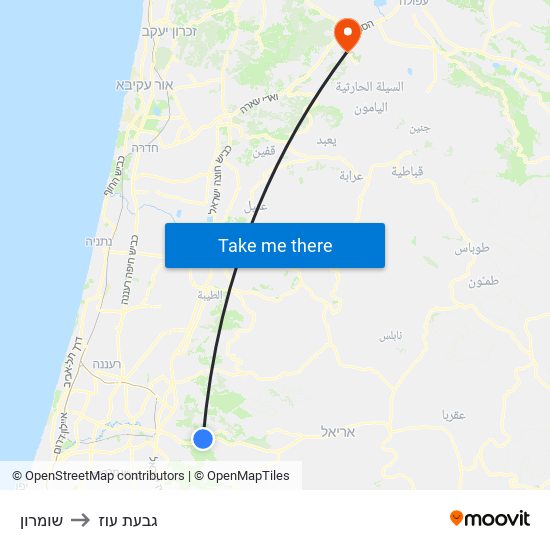 שומרון to גבעת עוז map