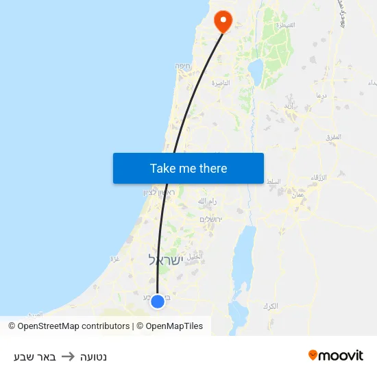 באר שבע to נטועה map