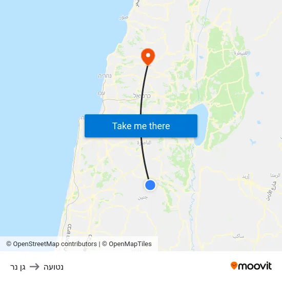 גן נר to נטועה map