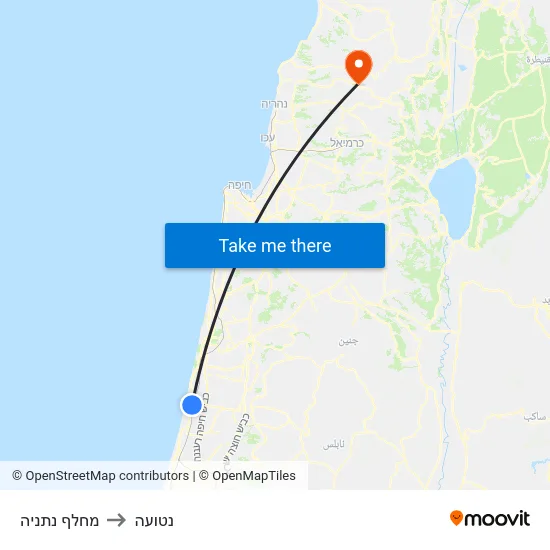 מחלף נתניה to נטועה map