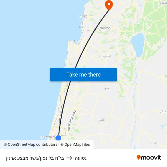 בי''ח בלינסון/גשר מבצע ארנון to נטועה map