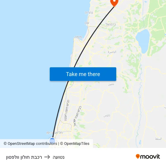 רכבת חולון וולפסון to נטועה map