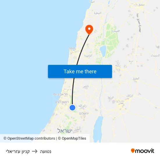 קניון עזריאלי to נטועה map