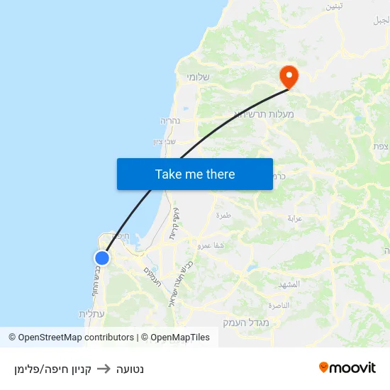 קניון חיפה/פלימן to נטועה map