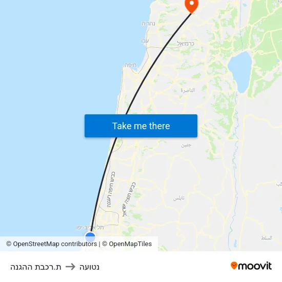 ת.רכבת ההגנה to נטועה map