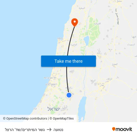 גשר המיתרים/שד' הרצל to נטועה map