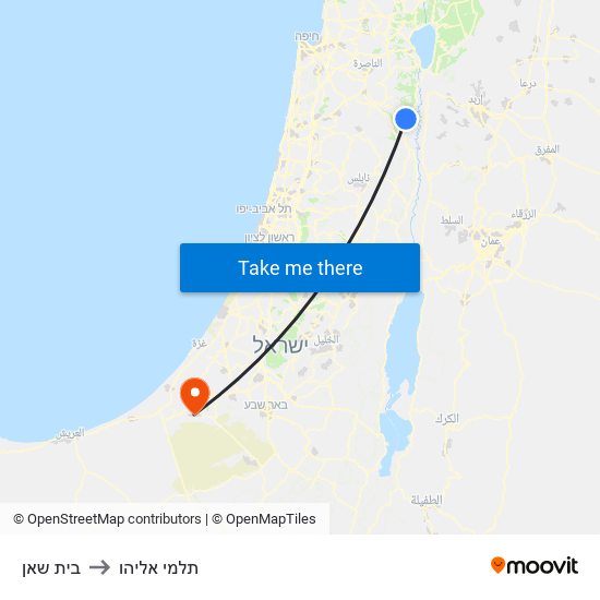 בית שאן to תלמי אליהו map