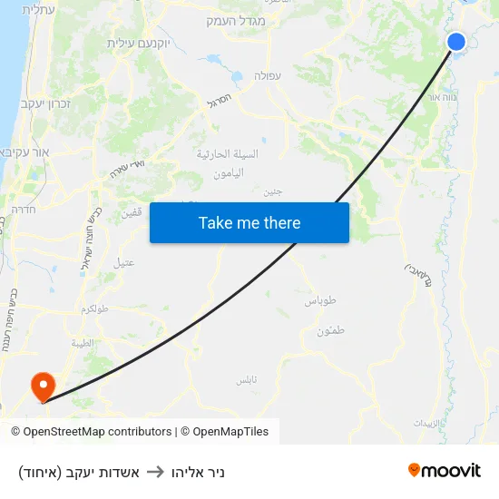 אשדות יעקב (איחוד) to ניר אליהו map