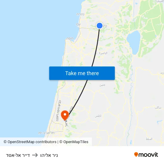 דייר אל-אסד to ניר אליהו map