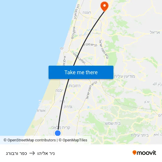 כפר ורבורג to ניר אליהו map