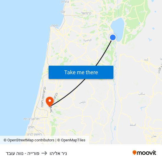 פורייה - נווה עובד to ניר אליהו map