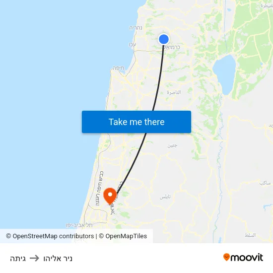גיתה to ניר אליהו map