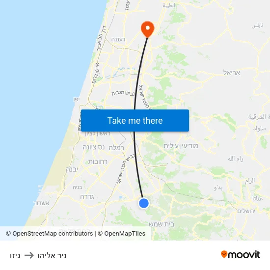 גיזו to ניר אליהו map